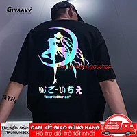 Áo thun unisex form rộng tay lửng nam nữ hàn quốc in Phản Quang 7 màu Thủy thủ mặt trăng Salor Moon aothununisex