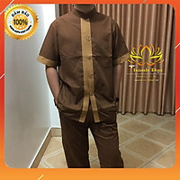 Bộ Đi Chùa Nam Ngắn Tay Vải VẢI ĐÀI LOAN Cao Cấp Nhập Khẩu Loại 1, Mịn Đẹp Dày Dặn Thoáng Mát, Mặc Đi Lễ Chùa Thoải Mái