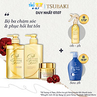 Bộ Ba Chăm Sóc Tóc Phục Hồi Ngăn Rụng Tóc TSUBAKI Gội Xả (490ml/chai) + Mặt Nạ Tóc Cao Cấp Phục Hồi Hư Tổn 180g