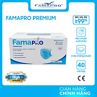 [ Xuất Khẩu châu Âu ] - Khẩu trang y tế cao cấp 4 lớp kháng khuẩn Famapro Premium - 99% Lọc Khuẩn, Bụi, Virus (40 cái/ hộp)