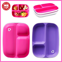 BỘ 2 KHAY ĂN DẶM CHIA NGĂN CHỐNG TRƯỢT MUNCHKIN CAO CẤP (HỒNG-TÍM) CHO BÉ TỪ 6M+