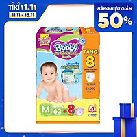 Tã Quần Bobby - Đệm Lưng Thấm Mồ Hôi M62 (62 Miếng) Tặng 8 Miếng Tã Quần Size M