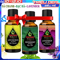 Combo 3 Tinh Dầu Sả Chanh + Tinh Dầu Bạc Hà + Tinh Dầu Oải Hương (Lavender) - Tinh Dầu Xông Phòng Nguyên Chất Giúp Thư Giãn, Đuổi Muỗi Và Thơm Phòng (3 chai 10ML)