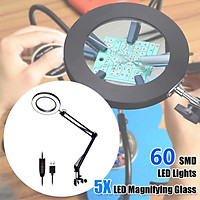 5X Magnifying Glass Desk Lamp 60 SMD LED Light Reading Lamp Magnifier With Clamp