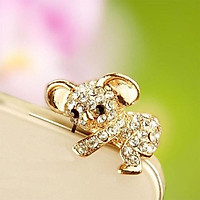 Cartoon Lovely 3.5mm Koala Crystal Plated Mobile Phone Dust-proof Plug Headphone Anti Dust Plug