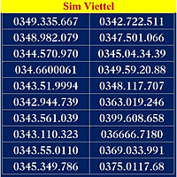 SIM SỐ ĐẸP VIETTEL - LIST DS4 - Số dễ nhớ, thần tài, lộc phát, số cặp - Chọn Số Theo List - Đăng ký đúng chủ