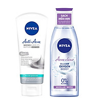 Bộ Đôi Làm Sạch NIVEA Anti Acne Ngừa Mụn (Sửa Rửa Mặt 100G + Nước Tẩy Trang Không Cồn 200ml )
