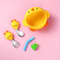 Bộ 3 Cho Bé Bộ Đồ Ăn Silicone Thép Không Gỉ Bát Ăn Cho Bé Bộ Đồ Ăn Trẻ Em Hoạt Hình Dễ Thương Tặng Chén Ăn Bộ