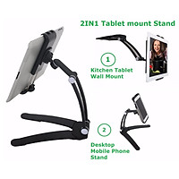 2-in-1 Kitchen Tablet Stand Wall Mount / under Cabinet Holder- Perfect for Recipe Reading on Countertop or Using on Office Desktop- Fit for iPad Phone