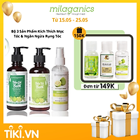 Bộ 3 Sản Phẩm Kích Thích Mọc Tóc & Ngăn Ngừa Rụng Tóc: Dầu Gội, Dầu Xả, Serum Bưởi MILAGANICS (600ml/ Bộ)