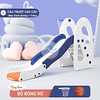 Cầu trượt cho bé TẶNG KÈM BÓNG RỔ, cầu trượt cao dày dặn chịu tải trọng 80kg