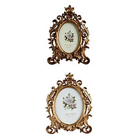 2x Retro Picture Frame Photo Holder Livingroom Bedroom Oval Frames Decor