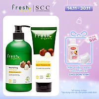 Bộ đôi gội xả Fresh Organic Phục hồi hư tổn chiết xuất hạt Macca hữu cơ 500g + 180g