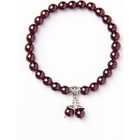 Vòng tay đá Garnet phối hạt đôi treo mệnh hỏa, thổ - Ngọc Quý Gemstones