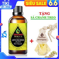 Tinh Dầu Sả Chanh 50ML + Tinh Dầu Treo xe Treo Phòng Sả Chanh (Lemongrass) - Tinh Dầu Xông Phòng Sả Chanh Nguyên Chất TIDAMO Giúp Bảo Vệ Sức Khỏe, Kháng Khuẩn, Đuổi Muỗi Và Thư Giãn Tinh Thần