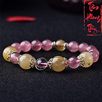 Vòng Tay Th.ạch Anh Đỏ Dâu Cao Cấp Bạc Tây Tạng