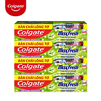 Bộ 4 Kem đánh răng Colgate Trà Xanh the mát Maxfresh 230g/tuýp tặng bàn chải đánh răng lông tơ cao cấp