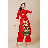 Sét Áo Dài Cách Tân In Chim Hạt Cổ Trụ + Quần Dài Siêu Việt T&T Fashion - SAVD09J