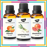 Combo 3 Tinh Dầu Kobi Nhập Khẩu Ấn Độ: Tinh Dầu Sả Chanh (30ml) + Tinh Dầu Cam Ngọt (30ml) + Tinh Dầu Vỏ Bưởi (30ml) - Tinh dầu thiên nhiên nguyên chất, dùng xông phòng, giúp đuổi muỗi, khử mùi hiệu quả