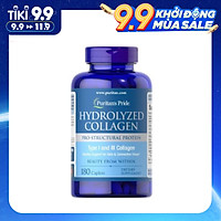 Viên uống Puritan's Pride Hydrolyzed Collagen Thủy Phân 1000mg 180v của Mỹ, trẻ hóa làn da, giúp móng tóc chắc khỏe, tăng đề kháng cho cơ thể, tốt cho thị lực, các vấn đề về xương khớp, kiểm soát cân nặng