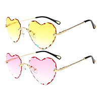 2Pcs Fashion Womens Heart Shaped Sunglasses Retro Tinted Lens Eyewear Shades