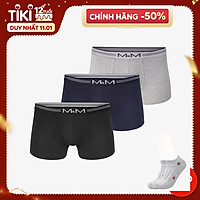 Combo 3 quần lót nam Boxer sợi cotton organic mềm mịn thoáng mát co giãn 4 chiều MRM Manlywear ( TẶNG Đôi Tất Nam Cao Cấp Giao Ngẫu Nhiên)