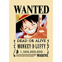 Poster Truy Nã Team Mũ Rơm Onepiece MONKEY.D.LUFFY - bìa cứng kẹp sách A5 đẹp chất