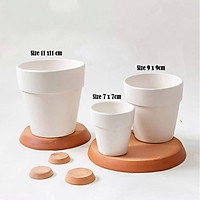 Chậu gốm trồng Sen Đá, Xương rồng, Cây Bonsai - Chậu vành miệng gốm trắng