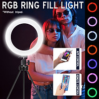 APP Control 128 LEDs RGBW Ring Selfie Light Phone Holder Photography Fill Light for Youtube Video Makeup Live Stream Selfie with Remote control