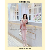 Đầm Body Ôm Nhung Mềm Dài Tay, Phần Cổ Phối Ren Cách Điệu Cực Kì Sang, Có Sẻ Phía Sau, Có 2 MÀu Đen- Hồng