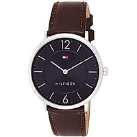 Tommy Hilfiger Men's Sophisticated Sport Stainless Steel Quartz Watch with Leather Calfskin Strap, Brown, 20 (Model: 1710352)
