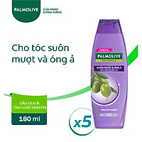 Bộ 5 chai dầu gội kèm dầu xả Palmolive Suôn Mượt Óng Ả từ Keratin 180ml/chai