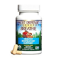 Host Defense, Breathe, 30 Capsules, Respiratory Support, Mushroom Supplement with Cordyceps, Reishi and Chaga, Vegan, Organic, Gluten Free, 15 Servings