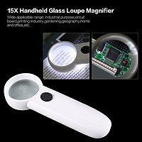15X Handheld Magnifying Glass Portable Glass Loupe Magnifier With 2 LED Light