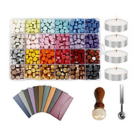 Wax Seal Kit 600pcs Sealing Wax Beads with 1pc Wax Melting Spoon 4pcs Candles for Envelopes Letter Cards Wedding