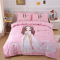 Bộ Drap & Chăn Phao Cotton Magic Công Chúa Hồng