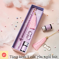 Bút thủy tinh gắn kèm tua ( 1 hộp mực + 1 đế kê + 1 cố rửa ngòi bút )