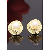 Bông Tai Ngọc Trai Cánh Lá Vàng B-1535 Bảo Ngọc Jewelry