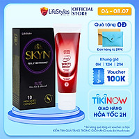 Combo Bao cao Su LifeStyles SKYN ELITE Non-latex Siêu Mỏng Cao Cấp 10 Bao + Gel Bôi Trơn LifeStyles Warm Lovin' 50ml
