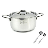 Nồi inox 3 đáy sandwich inox 430 FiveStar Standard bếp từ nắp inox tặng 2 vá canh
