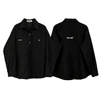 Áo Sơ Mi Nữ Dài Tay Form Rộng Thêu Chữ OCTOBER Vải Nhung Tăm Phong Cách Ulzzang -1hit_unisex