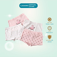 Set 4 chiếc quần chip bé gái, quần lót cho bé gái cotton cao cấp họa tiết Trái tim dễ thương hãng LASAMO mã QLB002
