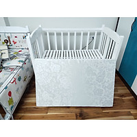 Combo Giường cũi trẻ em kèm đệm bông ép, nôi cũi sơn trắng, đệm bông ép dày 5cm