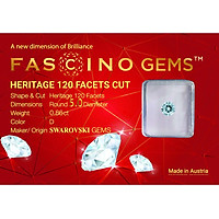 FASCINO GEMS Kim Cương Nhân Tạo 8.0 mm Dạng Tròn HERITAGE 120 Facets Cut - LỘC XUÂN - Màu Trắng Mệnh Kim