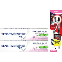 Combo 2 Kem Đánh Răng P/S Chuyên Gia Giảm Ê Buốt Thơm Mát (100g/tuýp) + Bàn Chải Đánh Răng Than Hoạt Tính Bộ 2