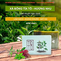 Xà bông Sinh Dược Tía tô, xà bông cục handmade 100gr, mẫu bao bì vẽ mộc, mùi hương nhu thơm nhẹ, làm sạch diệt khuẩn hiệu quả, an toàn và có lợi cho sức khỏe