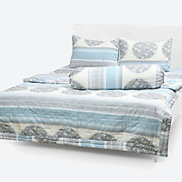 Bộ Drap Mền Cotton Thắng Lợi Chần Gòn - trống đồng xám