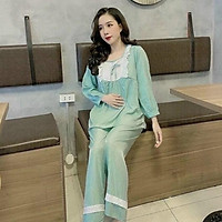 Bộ đồ bầu sau sinh mặc nhà Hàn Quốc, chất thoáng mát, tiện cho mẹ ty
