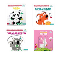 Combo 4  cuốn sách giúp bé làm quen với ngoại ngữ:  Sách chuyển động – Song ngữ A-V:  Độn