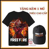 Combo áo thun đen Free Fire in hình Quỷ Kiếm tặng 1 nón Free Fire cực đẹp